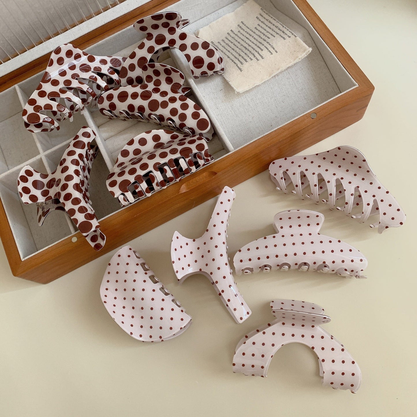 Simple Polka Dot Color Block Hair Claw