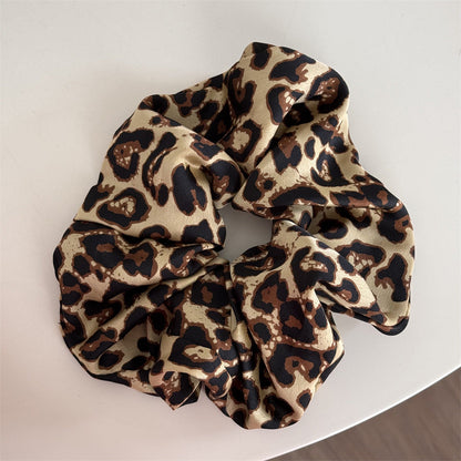 Vintage Leopard Print Satin Elastic Hair Scrunchies