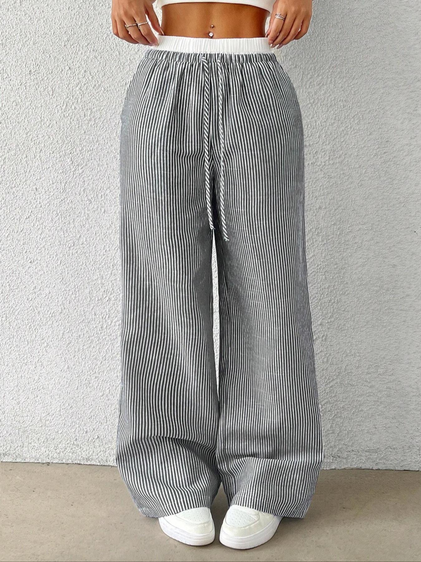 Trendy Striped  Loose Wide-Leg Pants