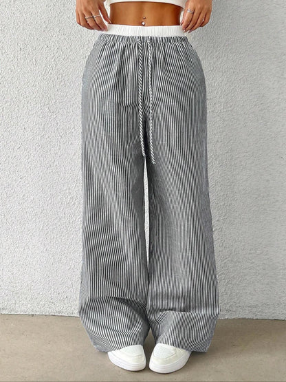 Trendy Striped  Loose Wide-Leg Pants