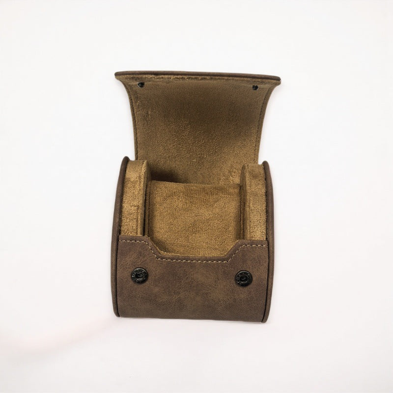 Solid Color PU Leather Watch Roll Case