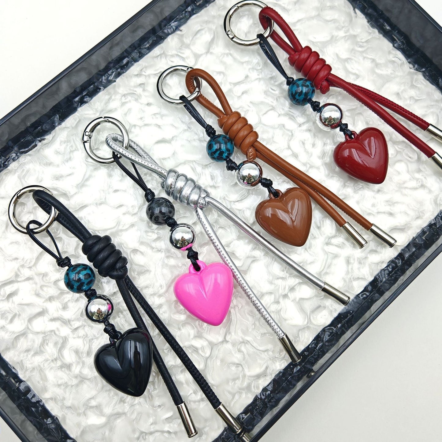 Simple Braided Heart Keychain Bag Charms
