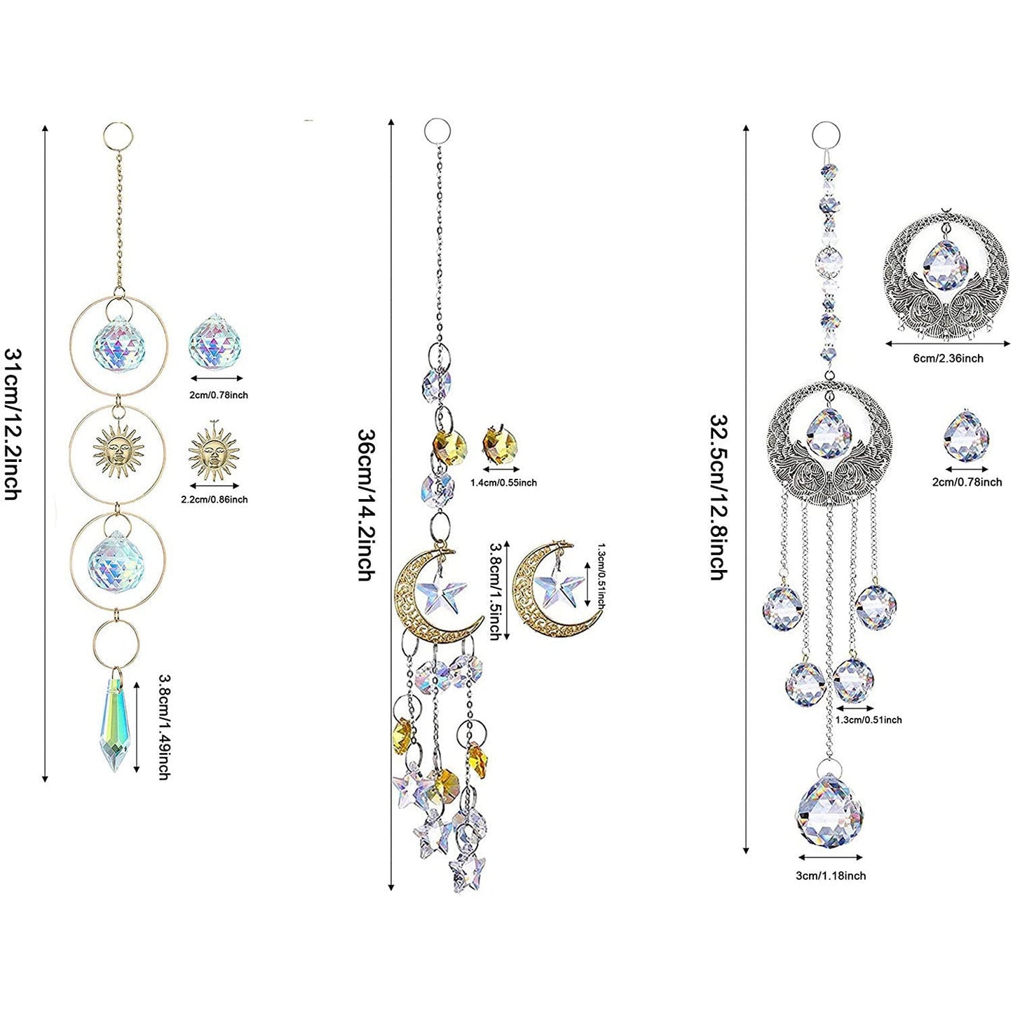 3+ 3PCS Tassel Crystal Suncatcher Hangings