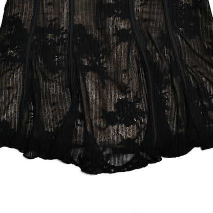 Lace Backless Wrap Floral Sleeves Mini Dress