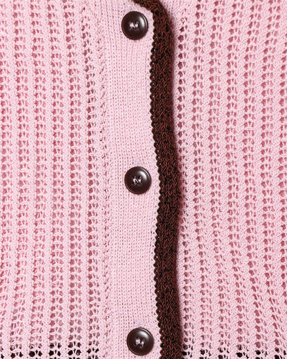 Simple Knitted Collared Top and Shorts Set