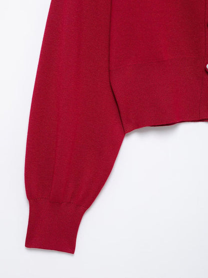 Casual Solid Color Round Neck Knitted Cardigan