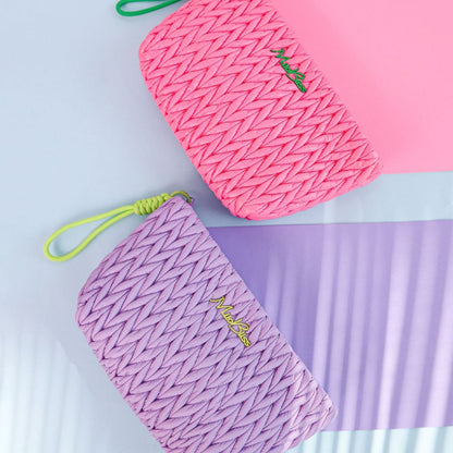 Cute Color Block Padded Large Cpacity Make Up Bag