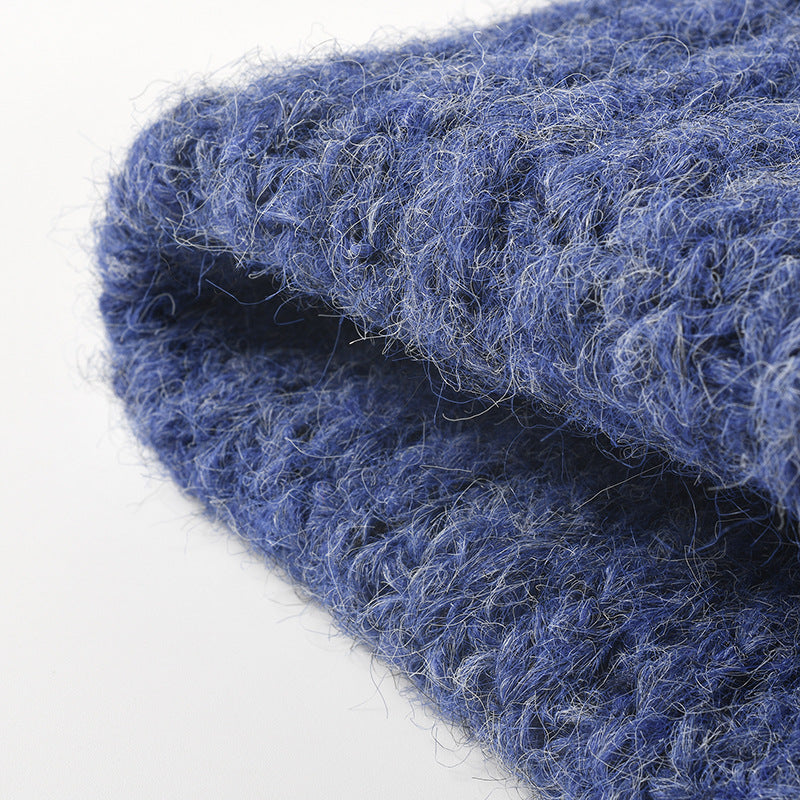 Simple Solid Color Knit Hat Lengthen Beanie