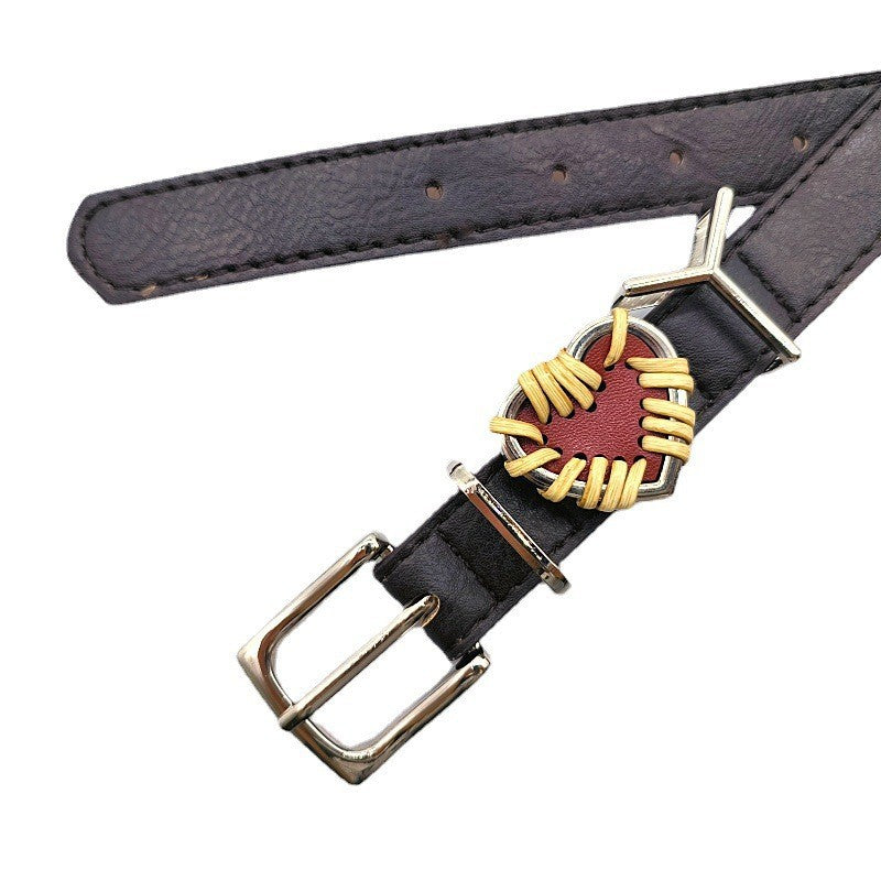 Red Love Distressed Letter Casual Belt