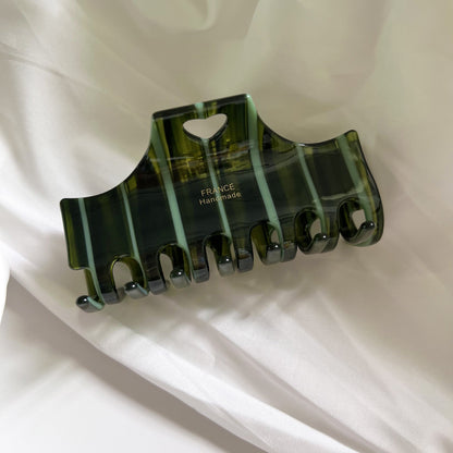 Vintage Heart Stripe Acetate Hair Claw