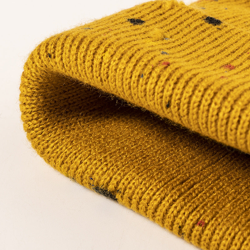 Colorful Irregular Dots Cuff Thick Knit Beanie