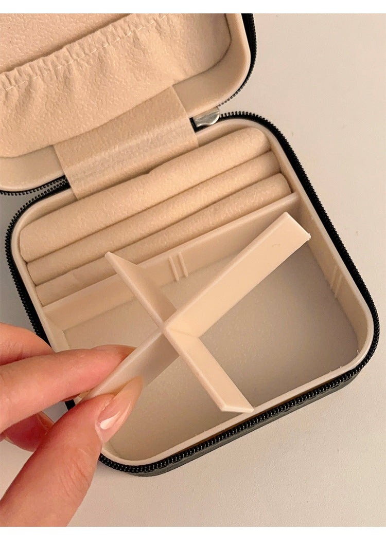 Color Block Zipper Closure Jewelry Case