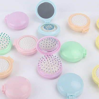 Folding Mini Pocket Cute Comb with Mirror