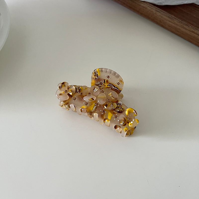 Vintage Rhinestone Flower Acetate Hair Claw