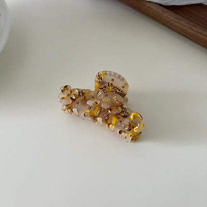 Vintage Rhinestone Flower Acetate Hair Claw