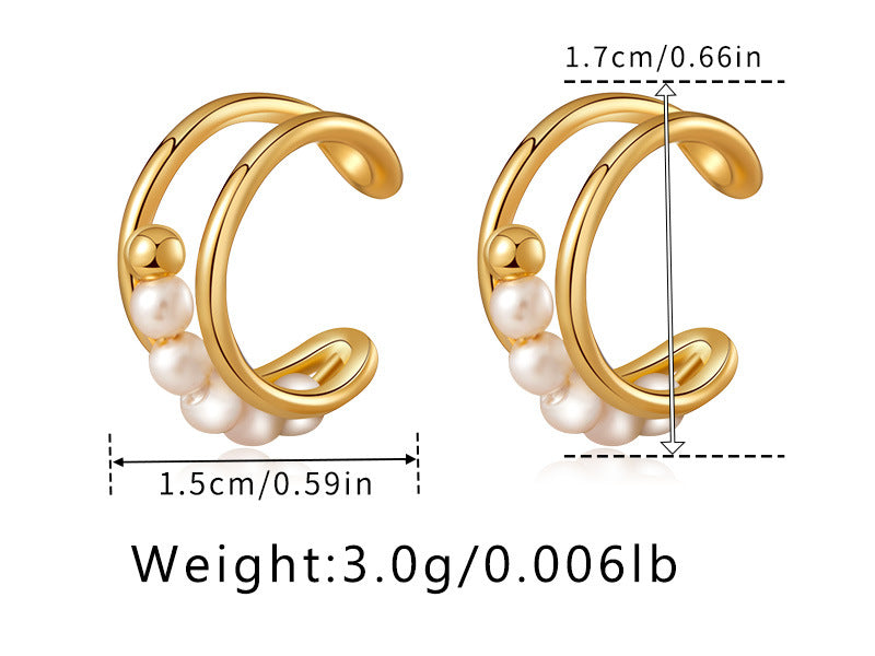Elegant Pearl Hollow Clip Earings