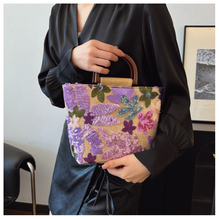 Colorful Sequin Embroidered Tote Bag
