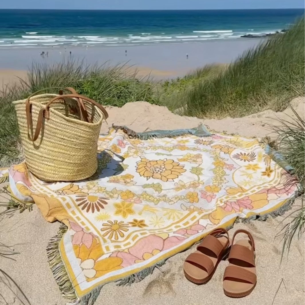 Soft Floral Throw Blanket Outdoor Beach Towel