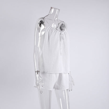 White Loose Casual Sleepwear Sets