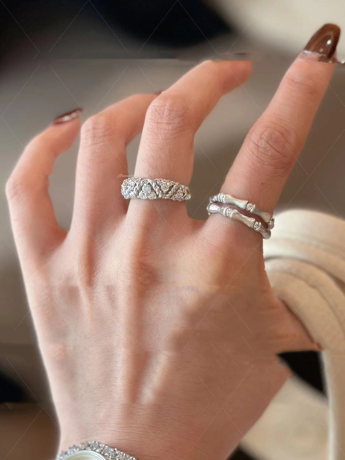 Vintage Simple Rhinestone Adjustable Rings