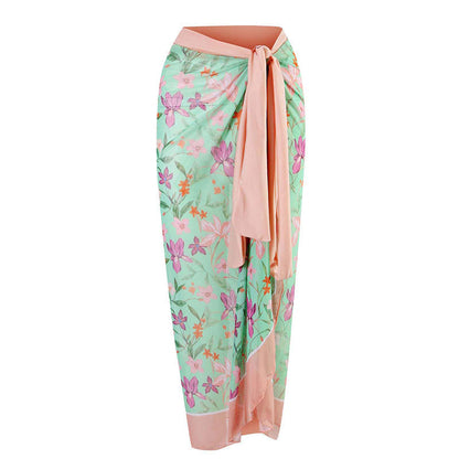 Floral Print Spaghetti Swimwear with Cover