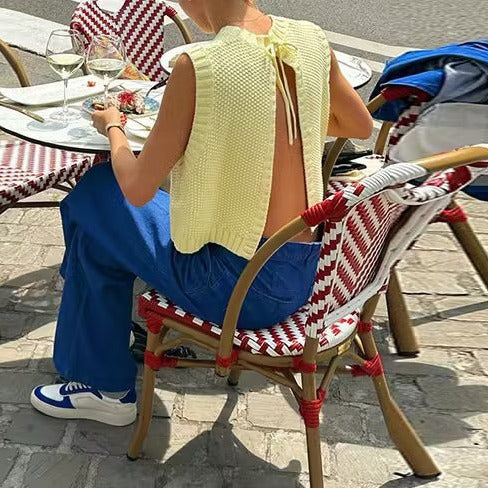 Casual Round Neck Sleeveless Backless Vest