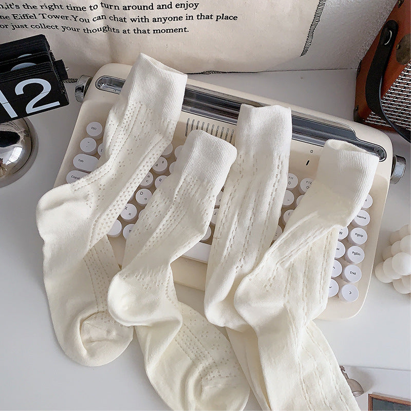Solid Color Mesh Breathable Thin Socks