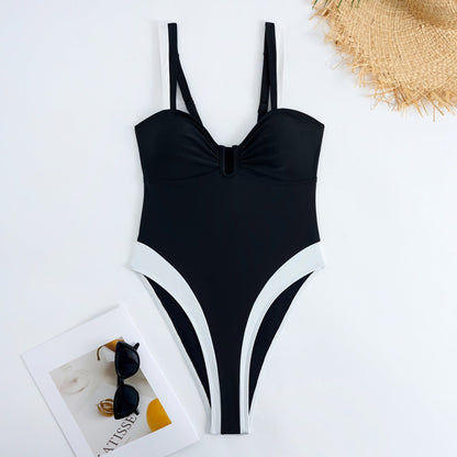 Sexy Color Block One-Piece Swimsuit