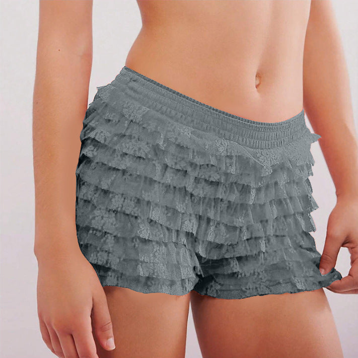 Ruffle Solid Color Low Waist Shorts