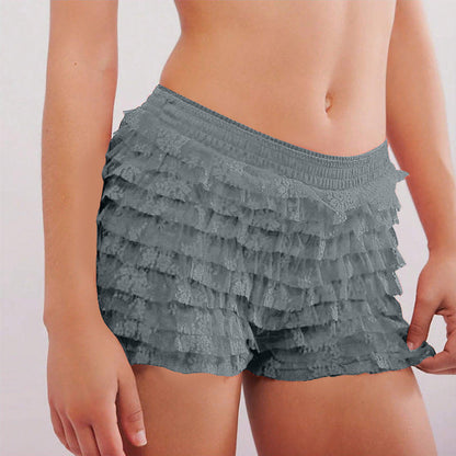 Ruffle Solid Color Low Waist Shorts