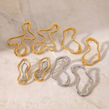 Irregular Simple Line Stud Earrings