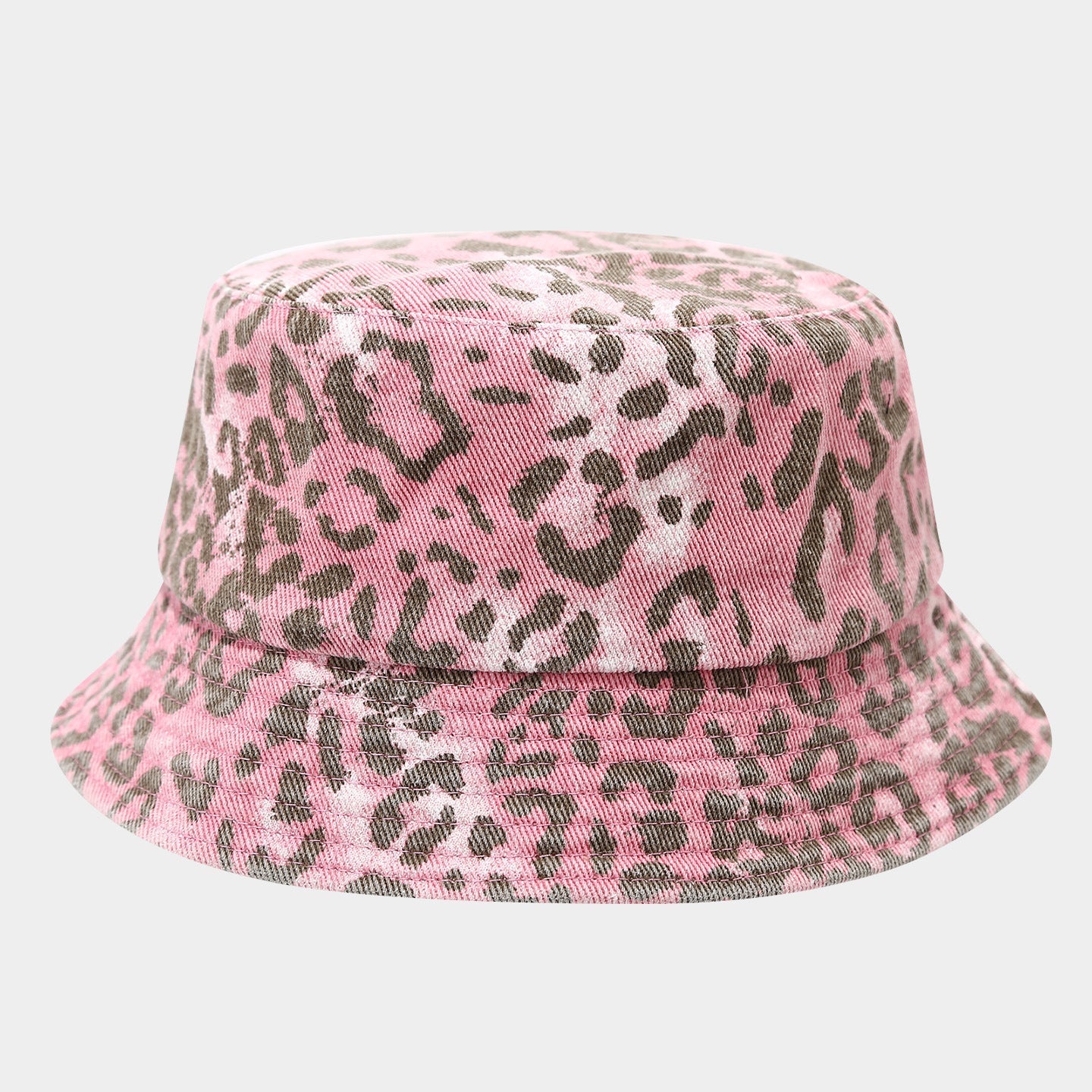 Distressed Retro Leopard Print Bucket Hat