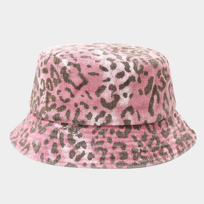 Distressed Retro Leopard Print Bucket Hat