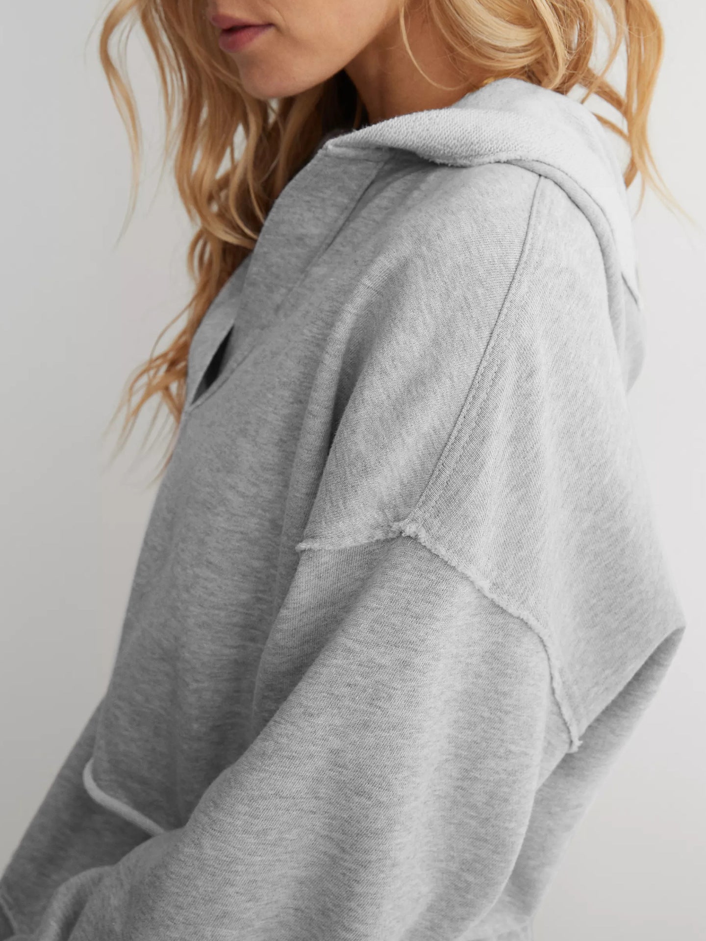 Solid Color Short Loose Hooded Sweatshirt