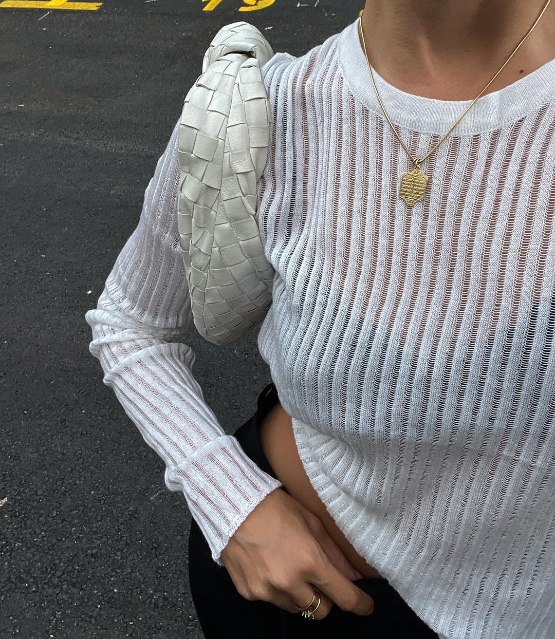 Round Neck See Through Knit Top