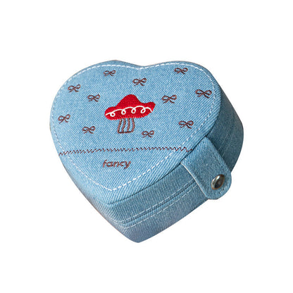 Cartoon Embroidered Portable Mini Jewelry Case