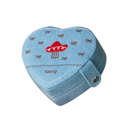 Cartoon Embroidered Portable Mini Jewelry Case