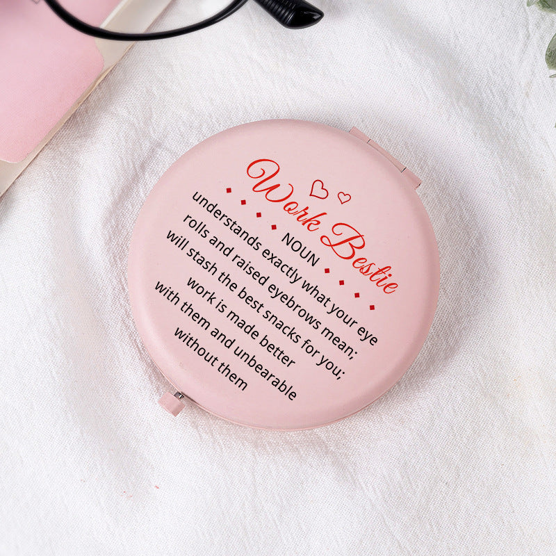 Pink Print Mini Foldable Makeup Mirror