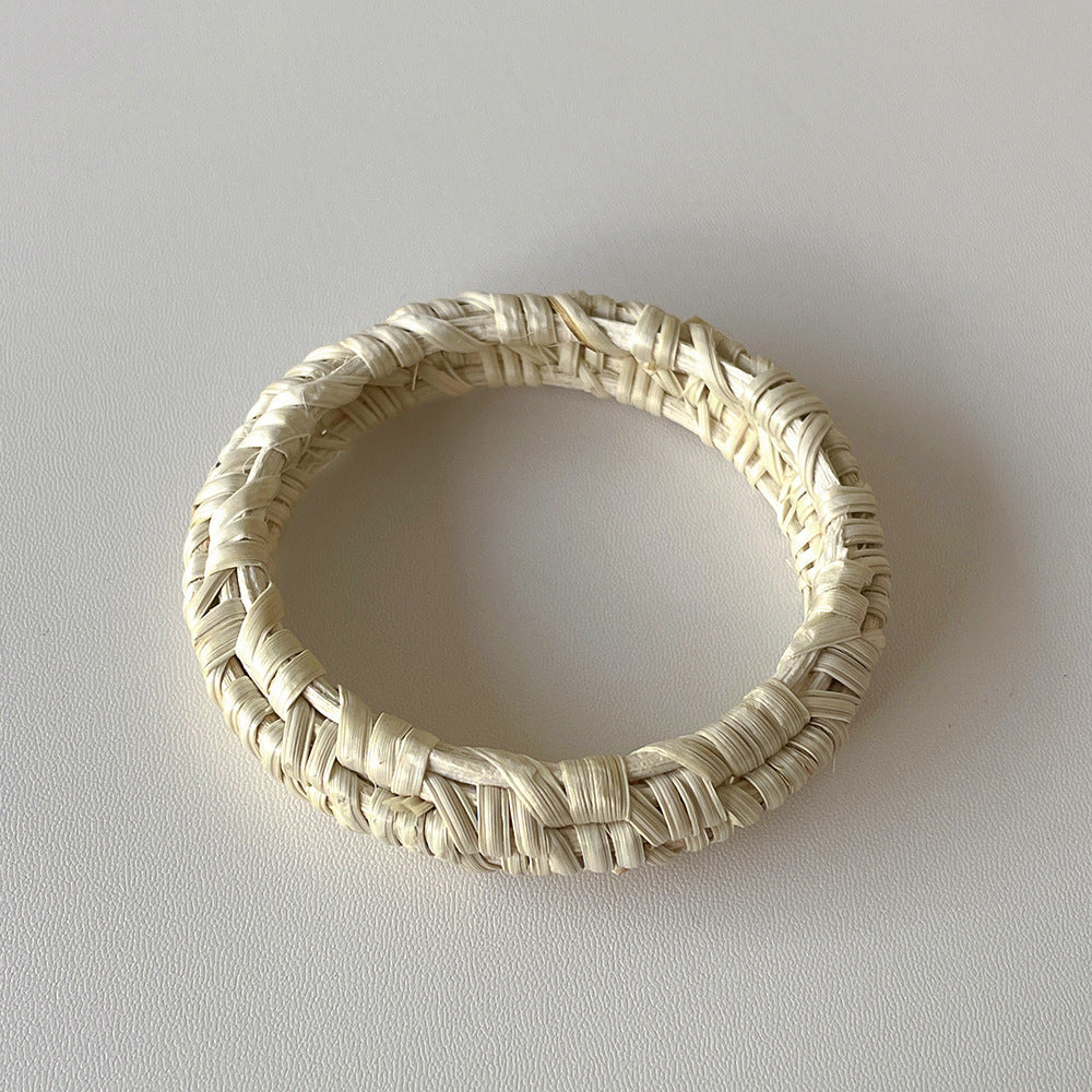 Vintage Straw Braided Round Bracelets