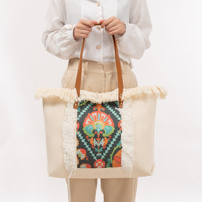 Tassel Print Tote Handbags