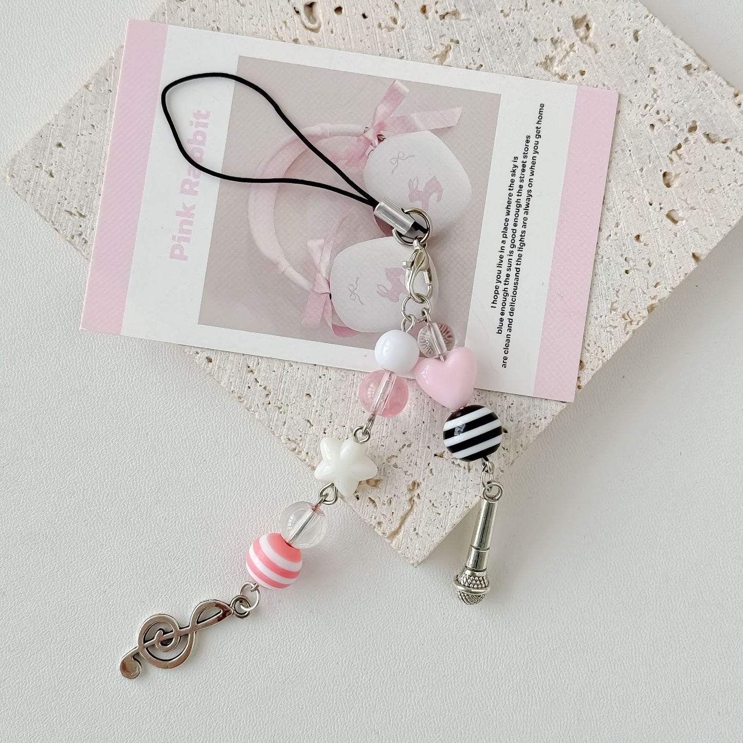 Cute Pink Violin Keychain Bag Charms