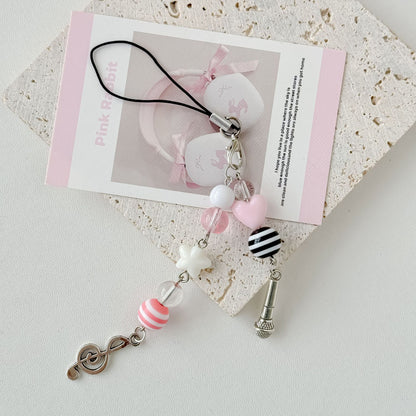 Cute Pink Violin Keychain Bag Charms