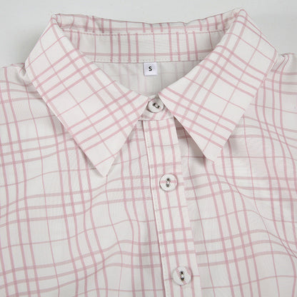 Color Block Plaid Short Sleeve Shirt