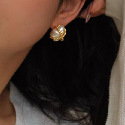 Vintage Irregular Pearl Letter Earrings