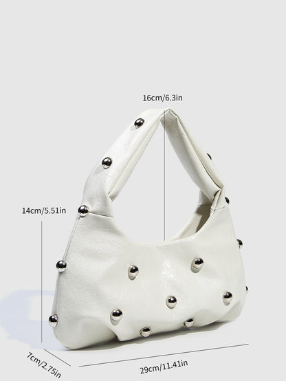 Fashion Studded Solid Color Dumpling Bag