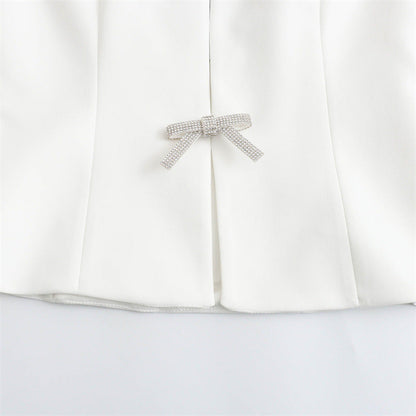 Solid Color Bow Front Backless Halter Top