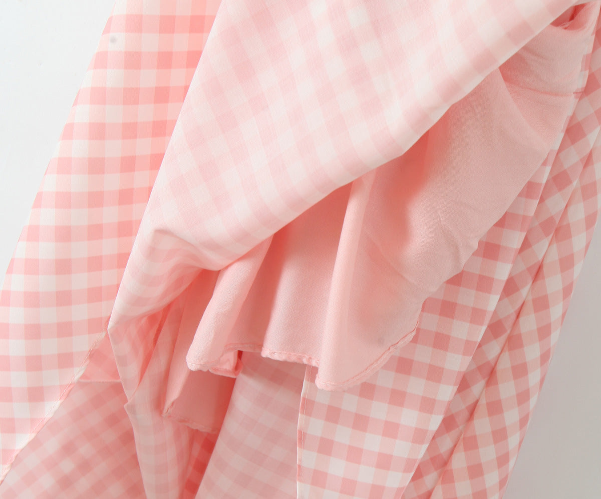 Sexy V-Neck Halter Plaid Maxi Dress