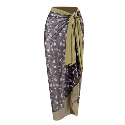 Floral Print Spaghetti Swimwear with Cover