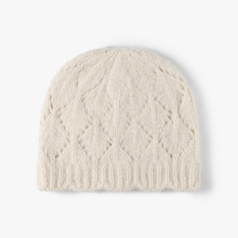 Solid Color Jacquard Knit Beanie