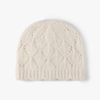Solid Color Jacquard Knit Beanie